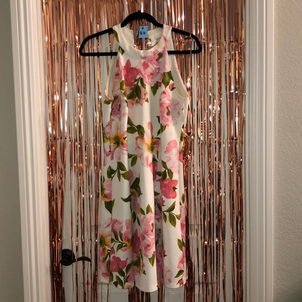 White dress with flowers